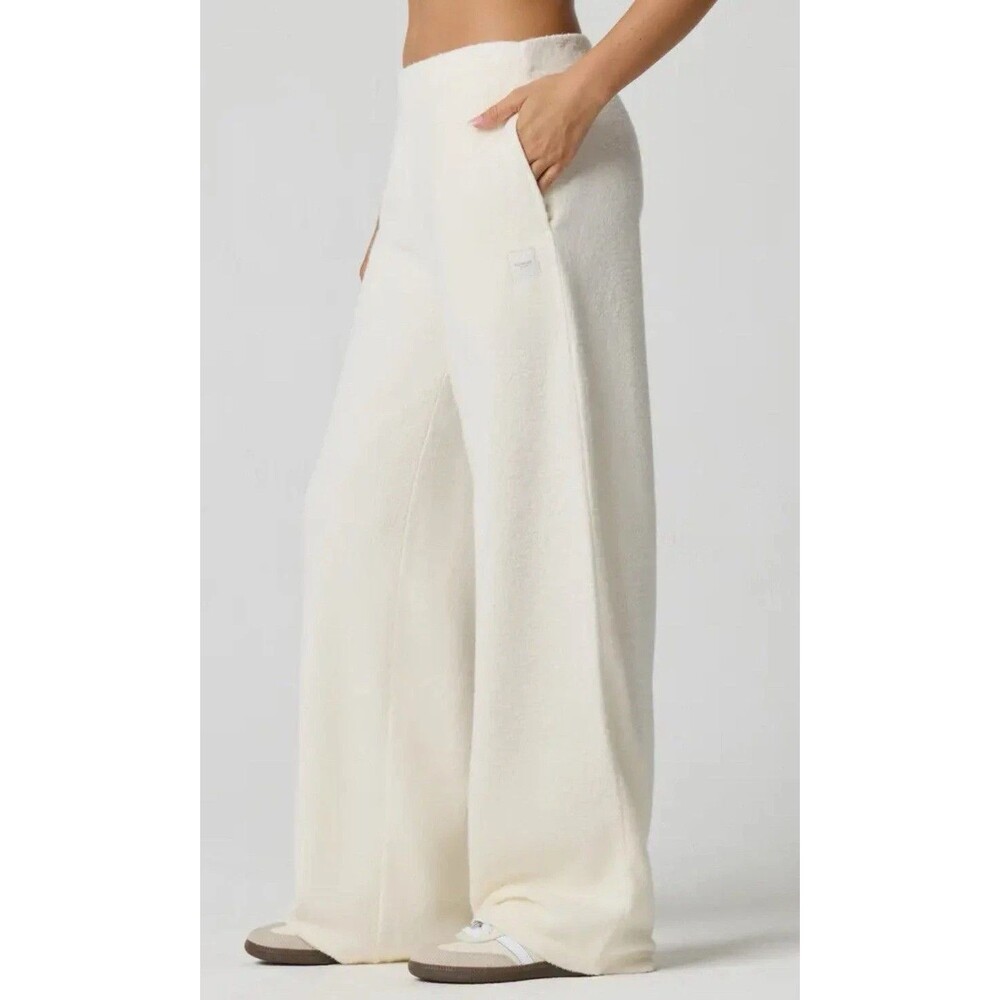 Florence By Mills Supersoft Cream Wide Leg Fleece Lounge Cozy Pants NWT Size S